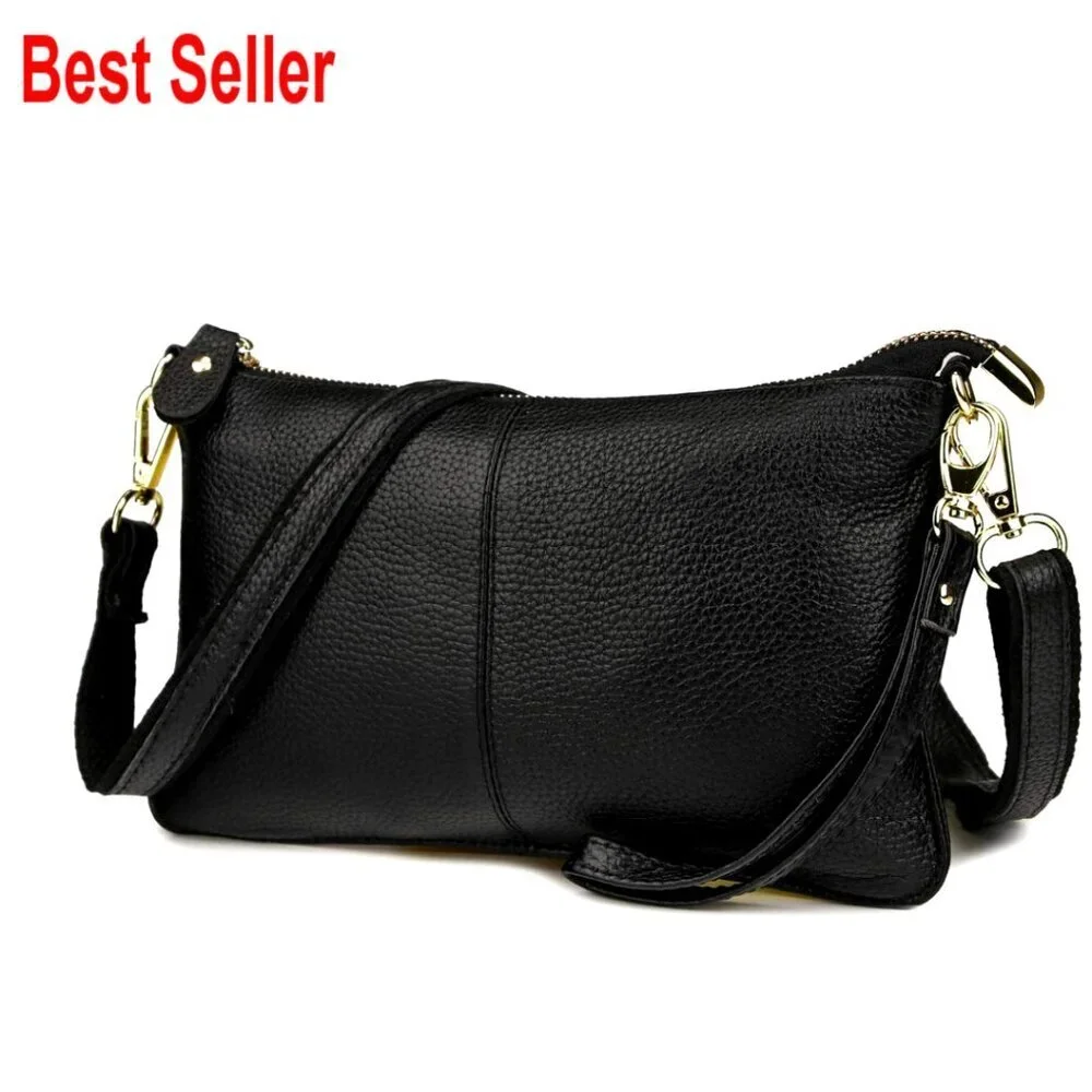 Genuine Leather Clutch Wallet Wristlet Crossbody Purse Adjustable Strap